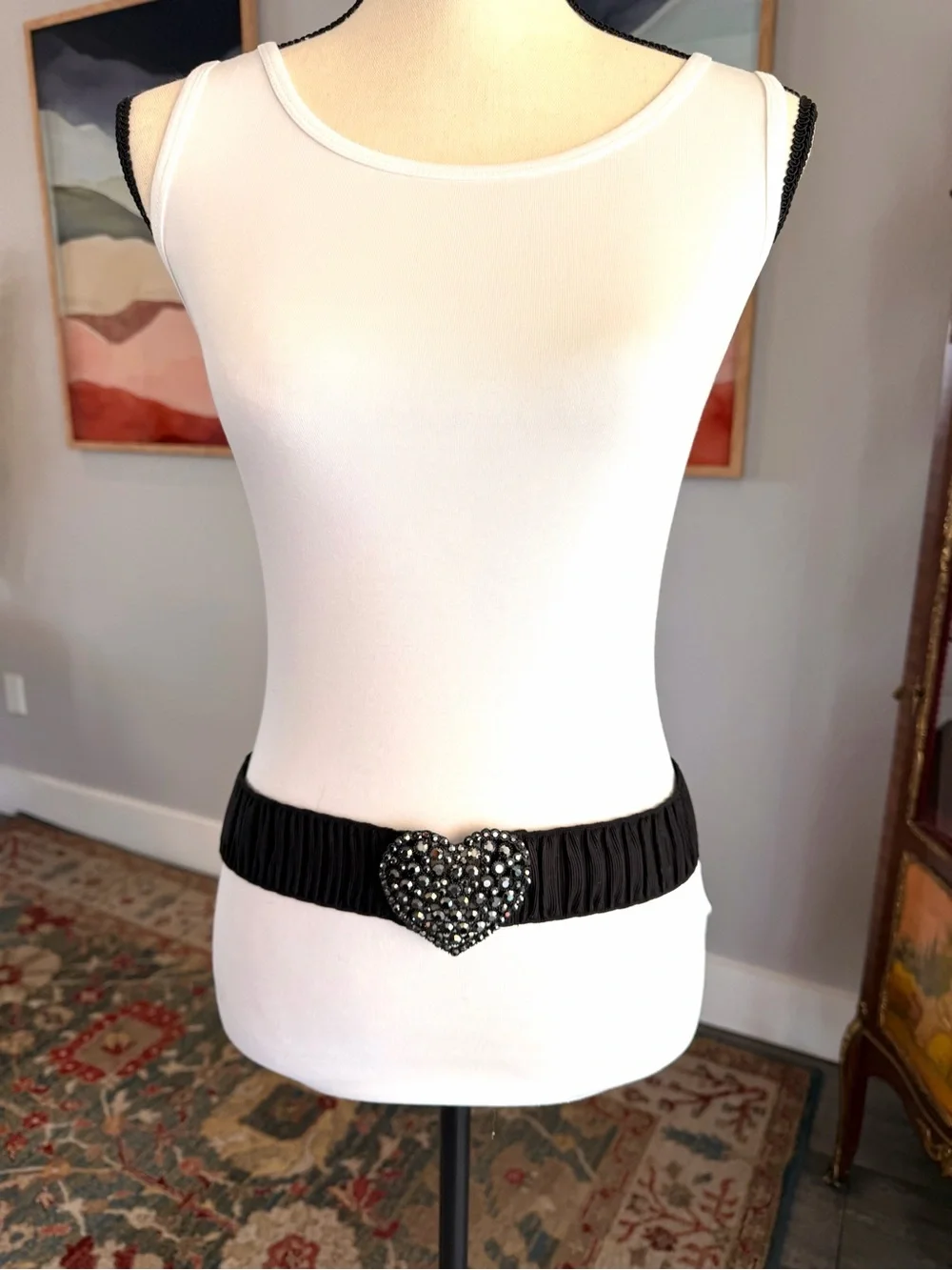 Black Heart Gem Stretch Belt